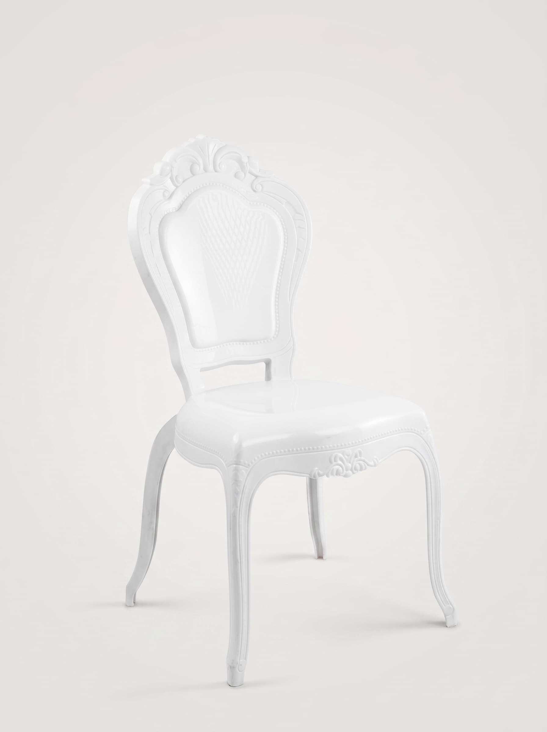 White Ornate Chair — No Cushion