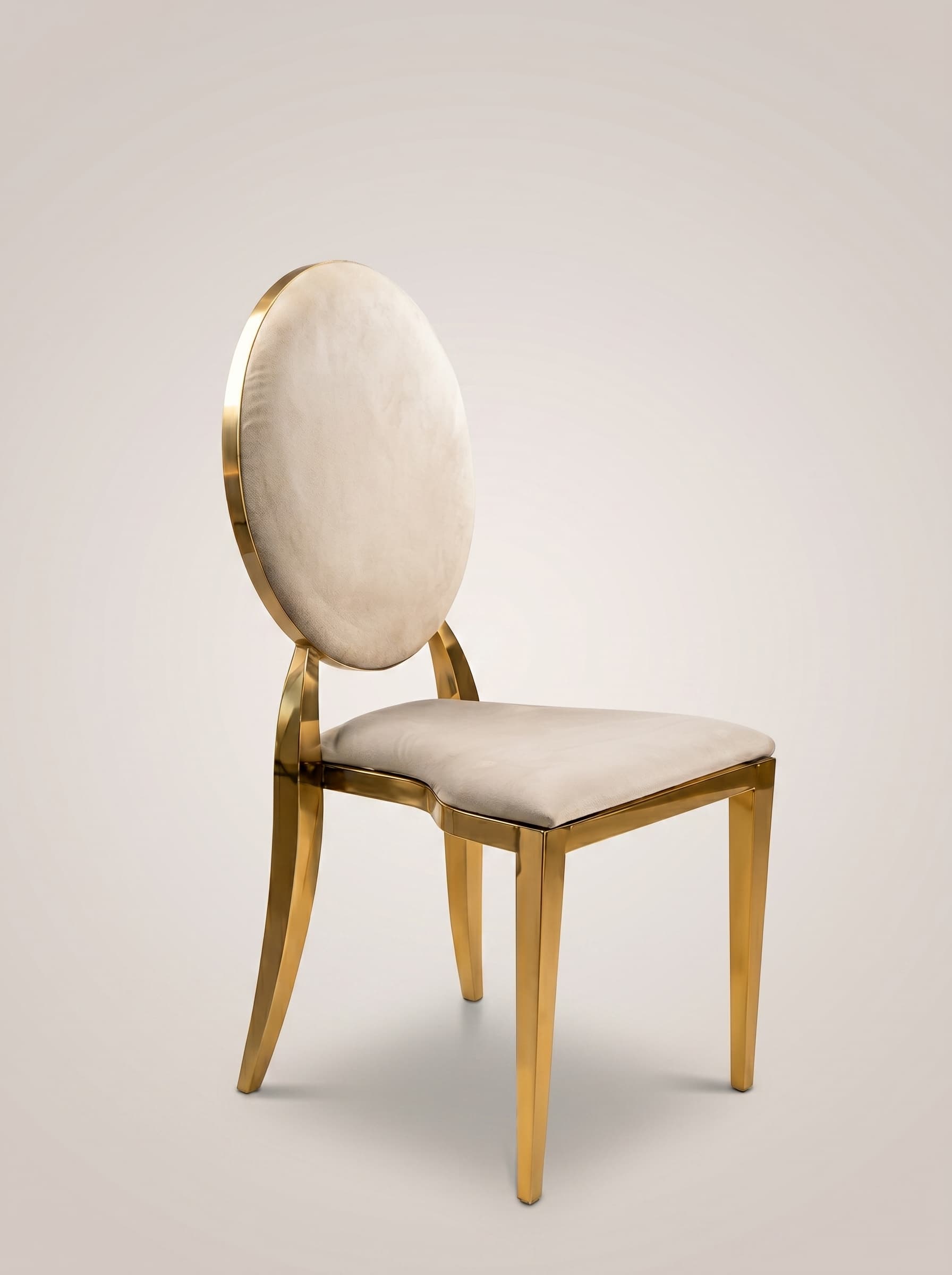 Cream Velvet Oval-Back Chair