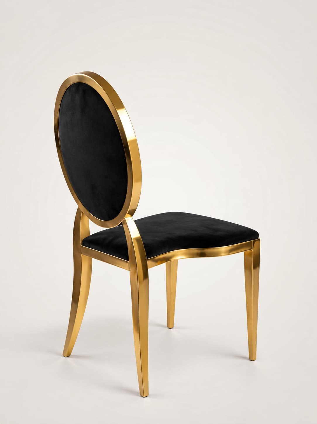 Gold Black Velvet Oval-Back Chair