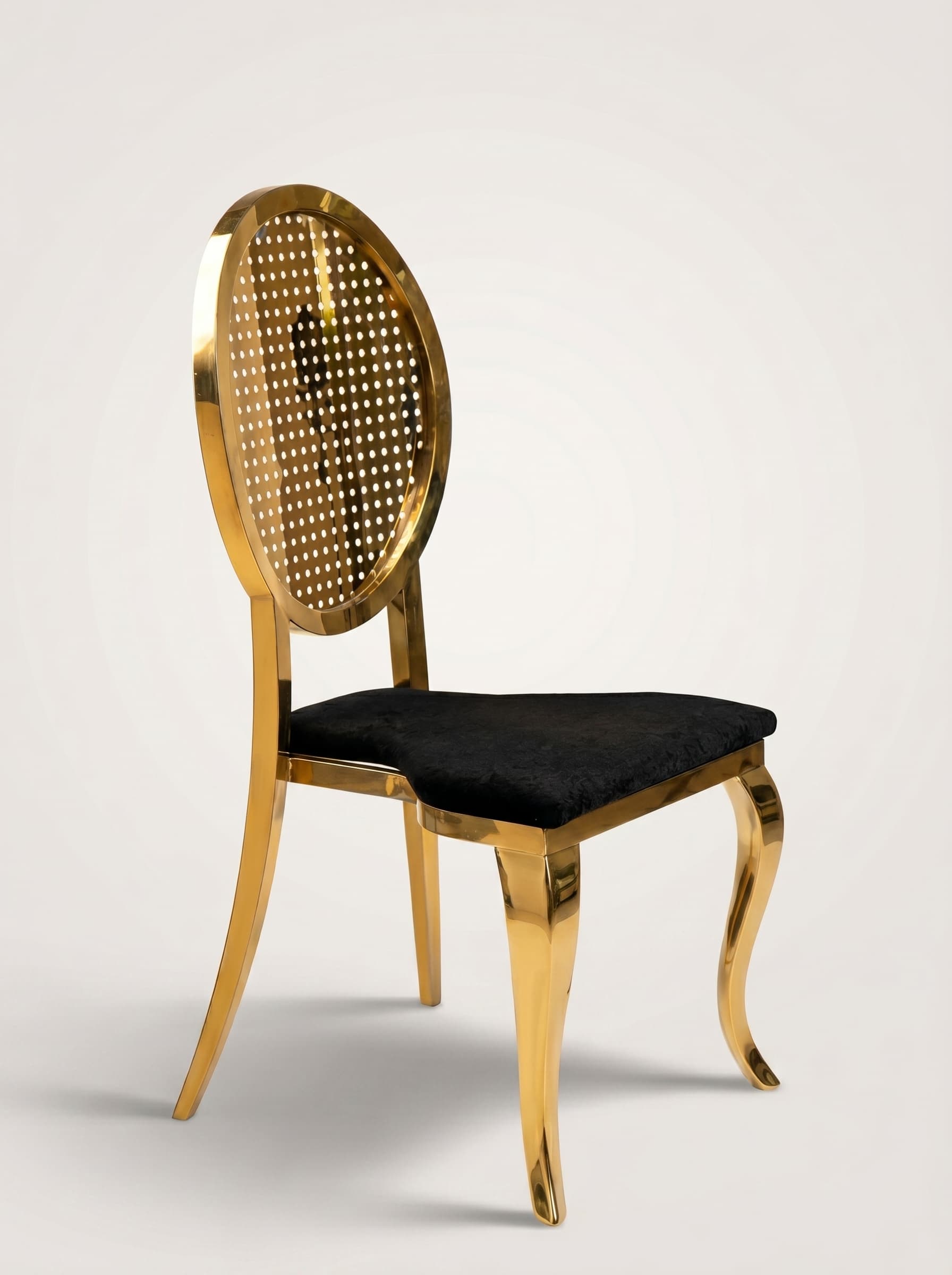 Gold Cane Oval-Back Chair
