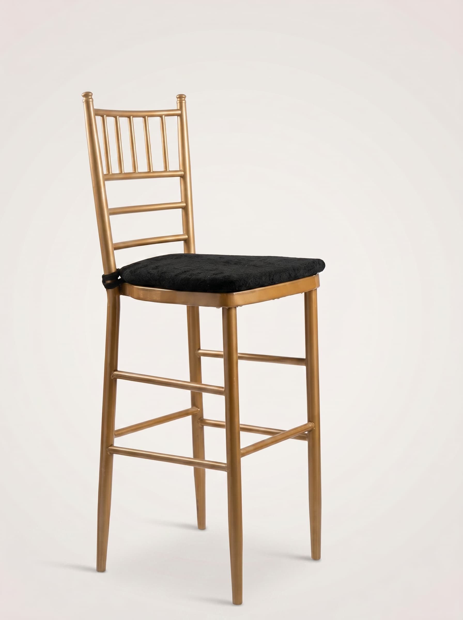 Gold Chiavari Bar Stool — Black Cushion