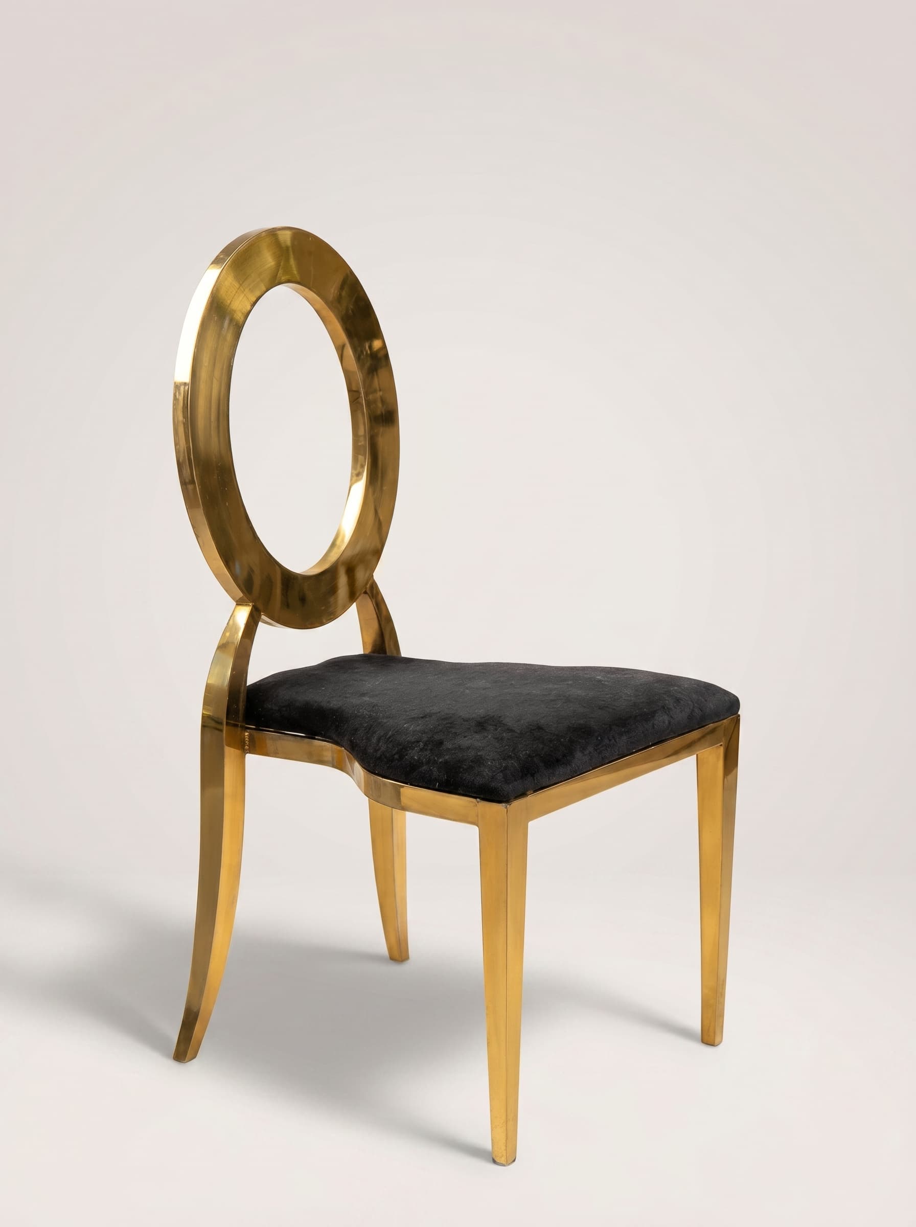 Gold Ring-Back Chair — Black Cushion