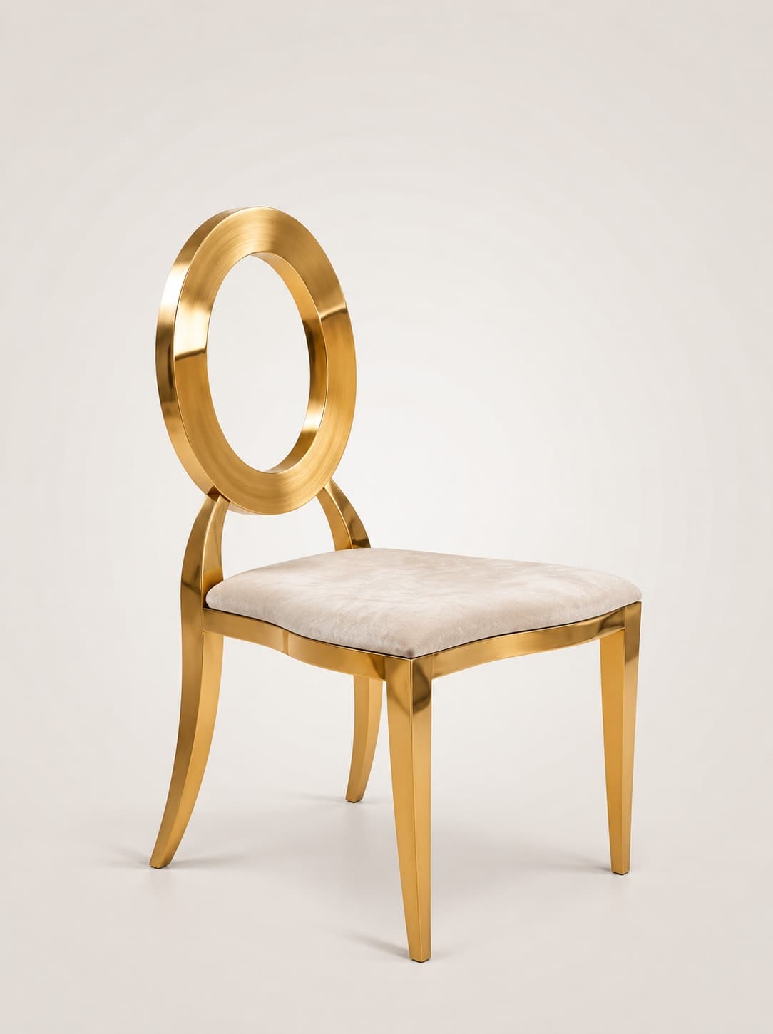 Gold Ring-Back Chair — Ivory Cushion