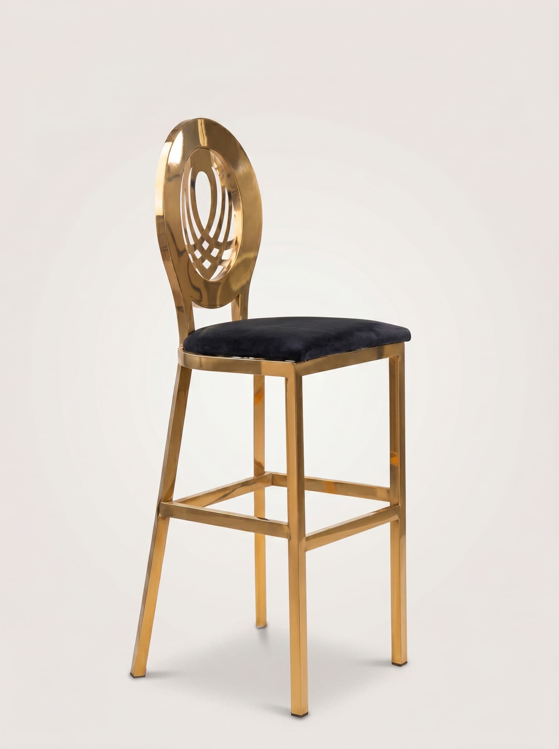 Gold Swirl-Back Barstool