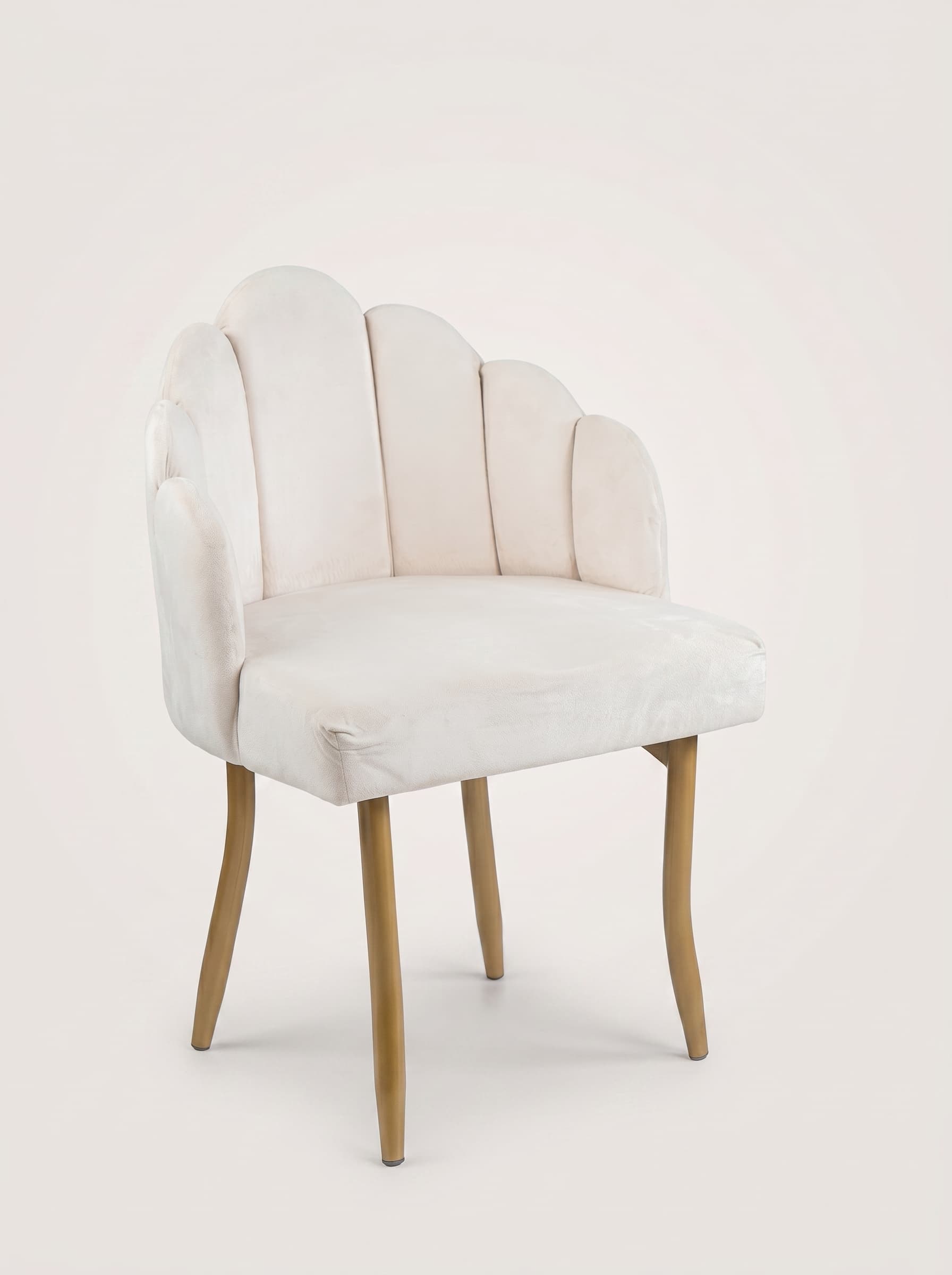 Ivory Velvet Scalloped Accent Chair