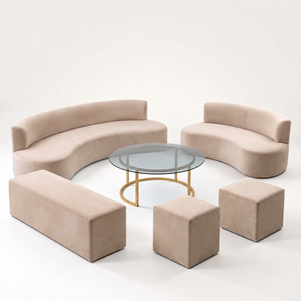 Beige Curved Lounge Set