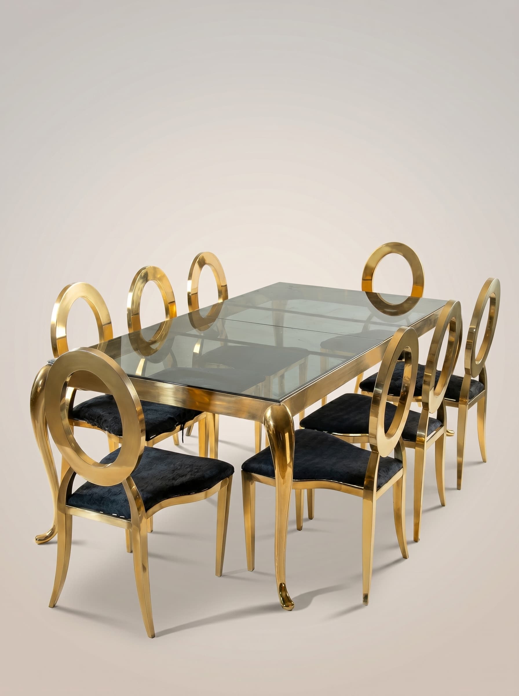 Antique Gold Glass Dining Set