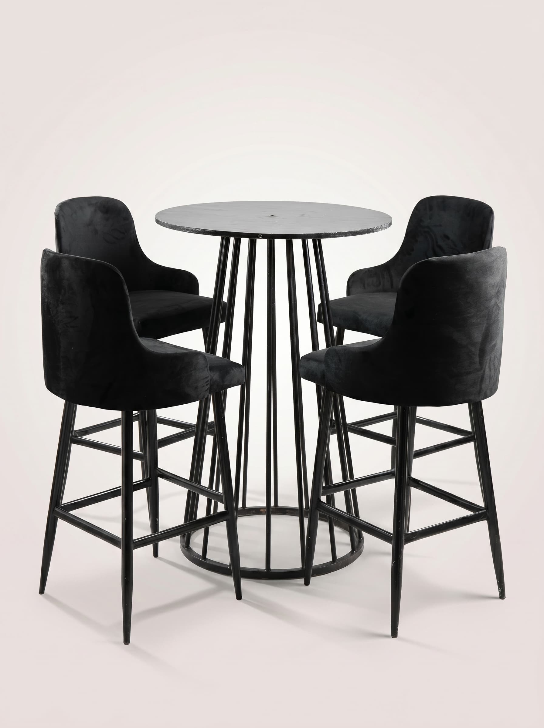Black Curved Velvet Cocktail Set