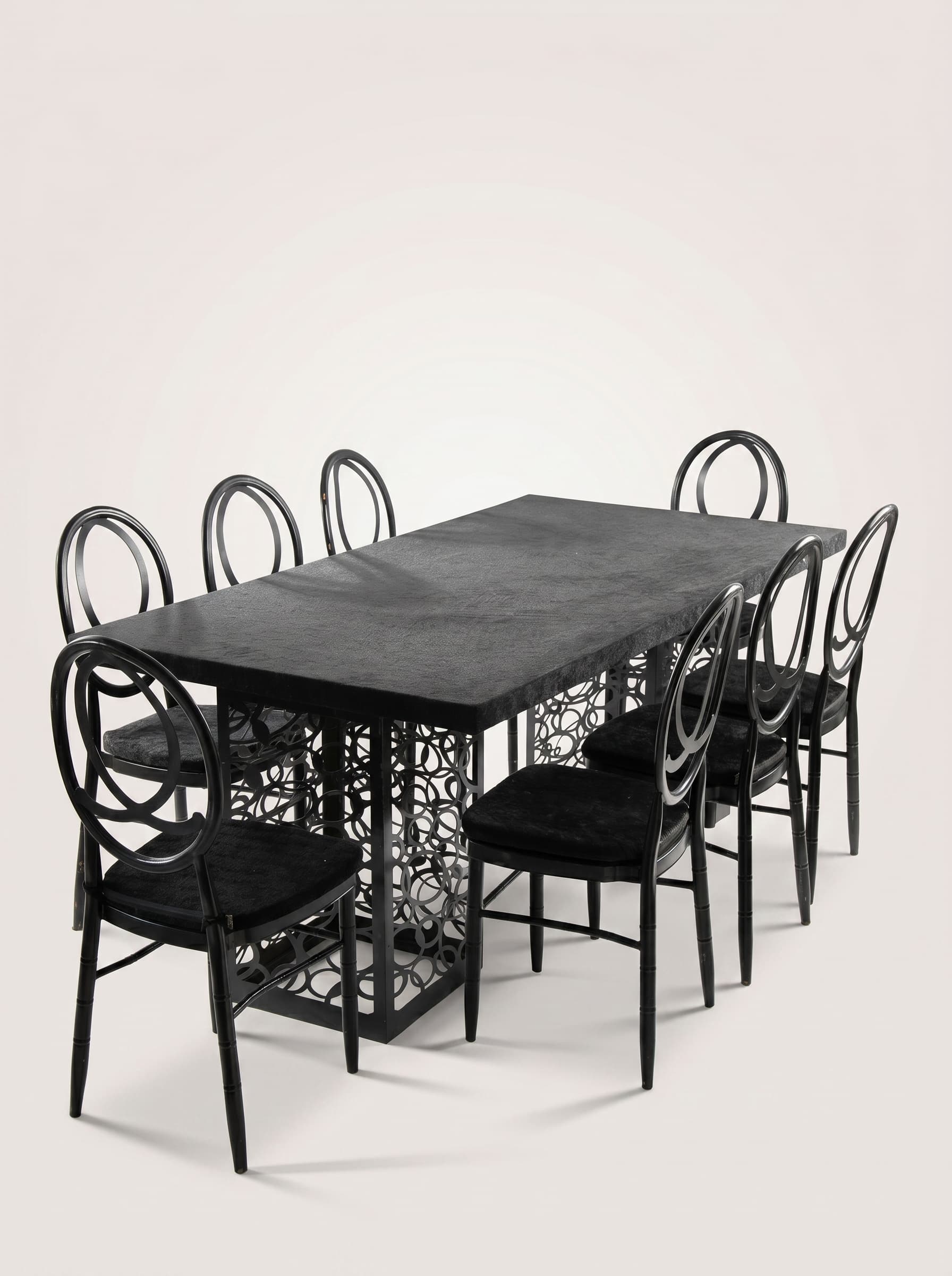 Black Ring-Back Dark Dining Set