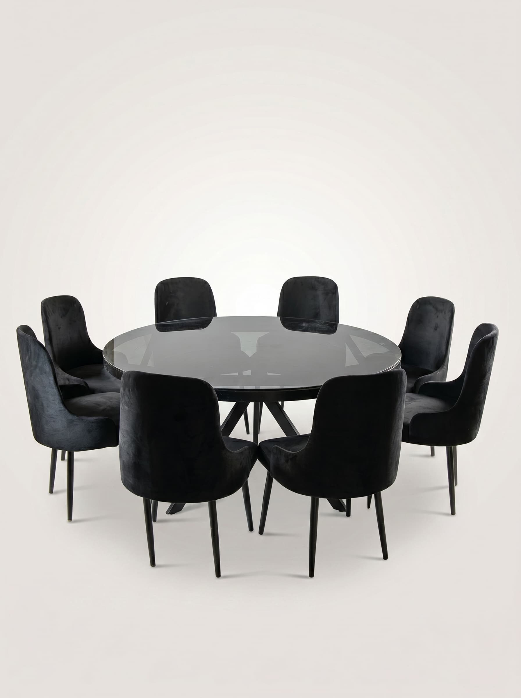 Black Round Velvet Set