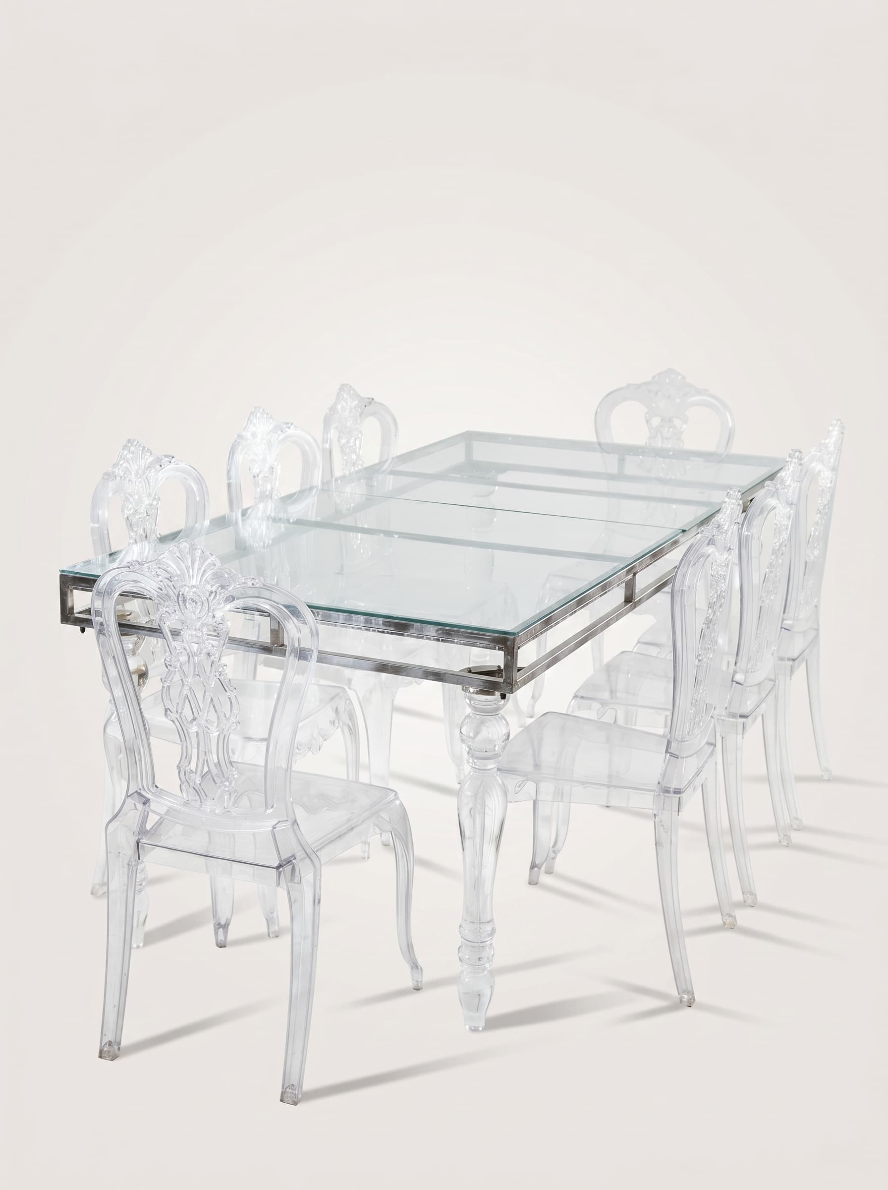 Clear Acrylic Glass Dining Set