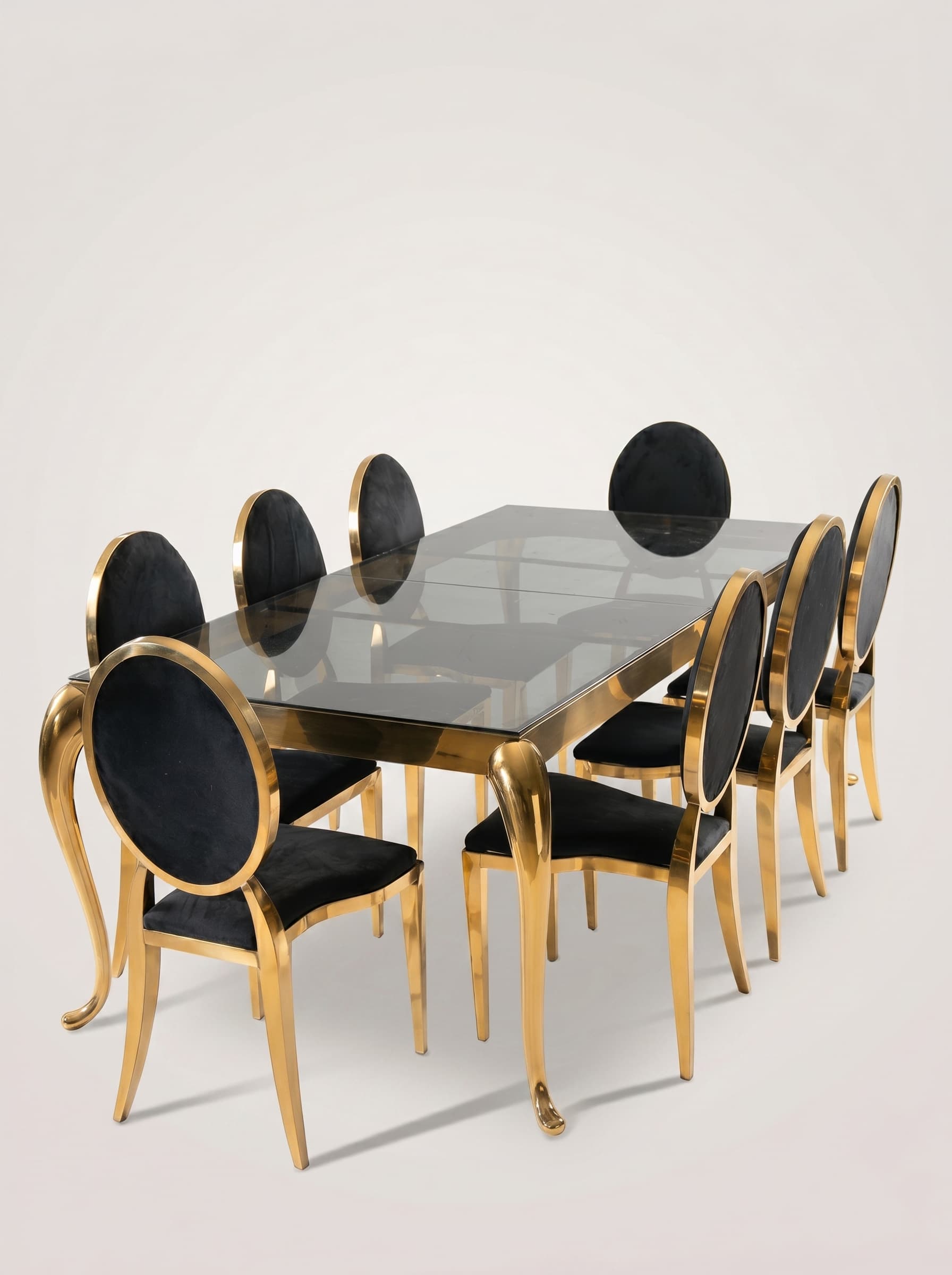 Gold & Black Cushion Glass Set