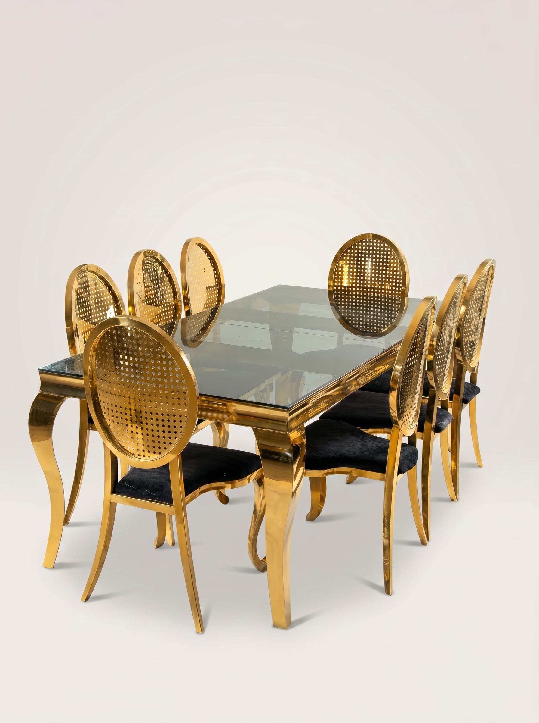 Gold Cane Glass Dining Set