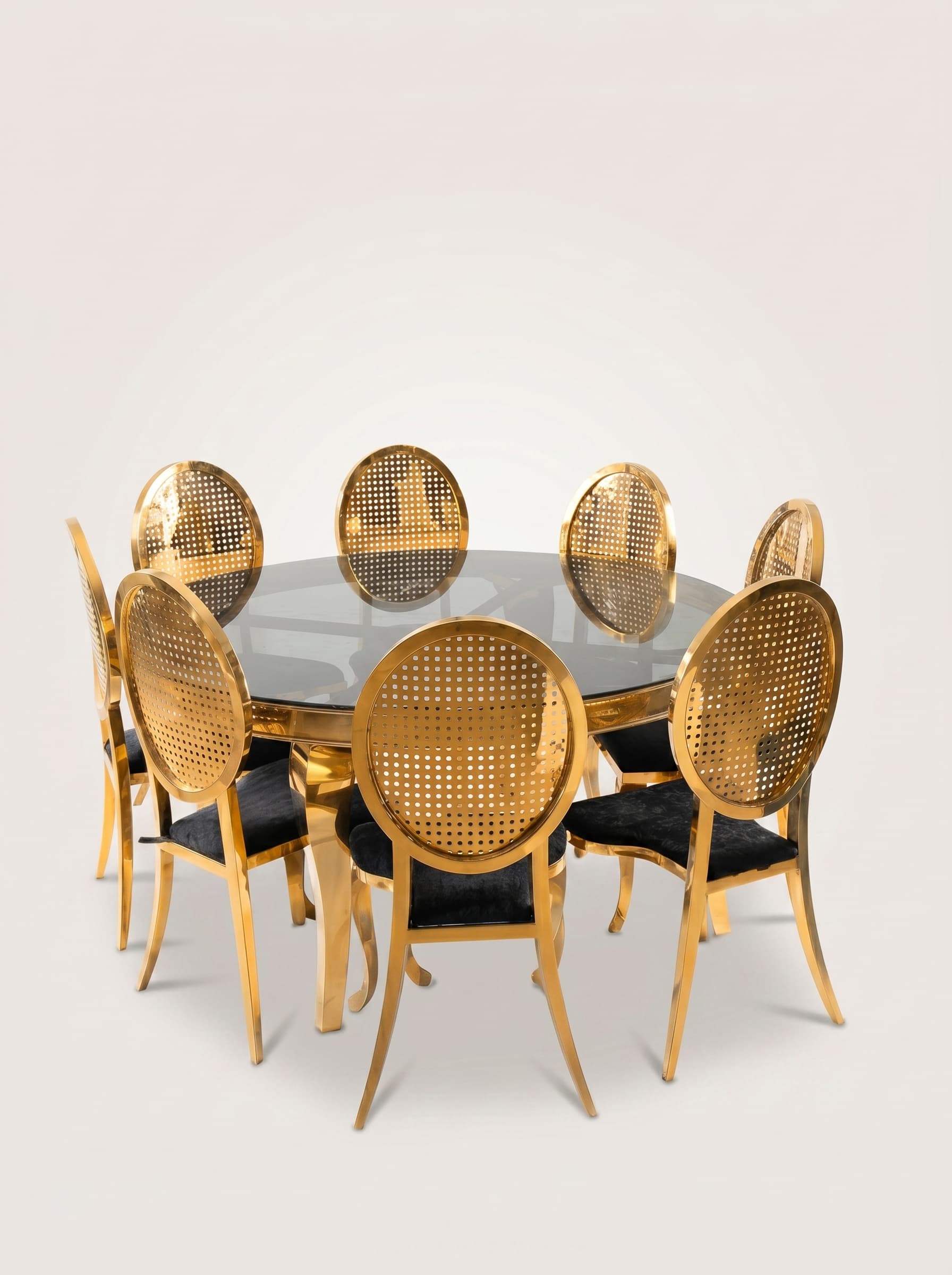 Gold Cane Round Glass Set