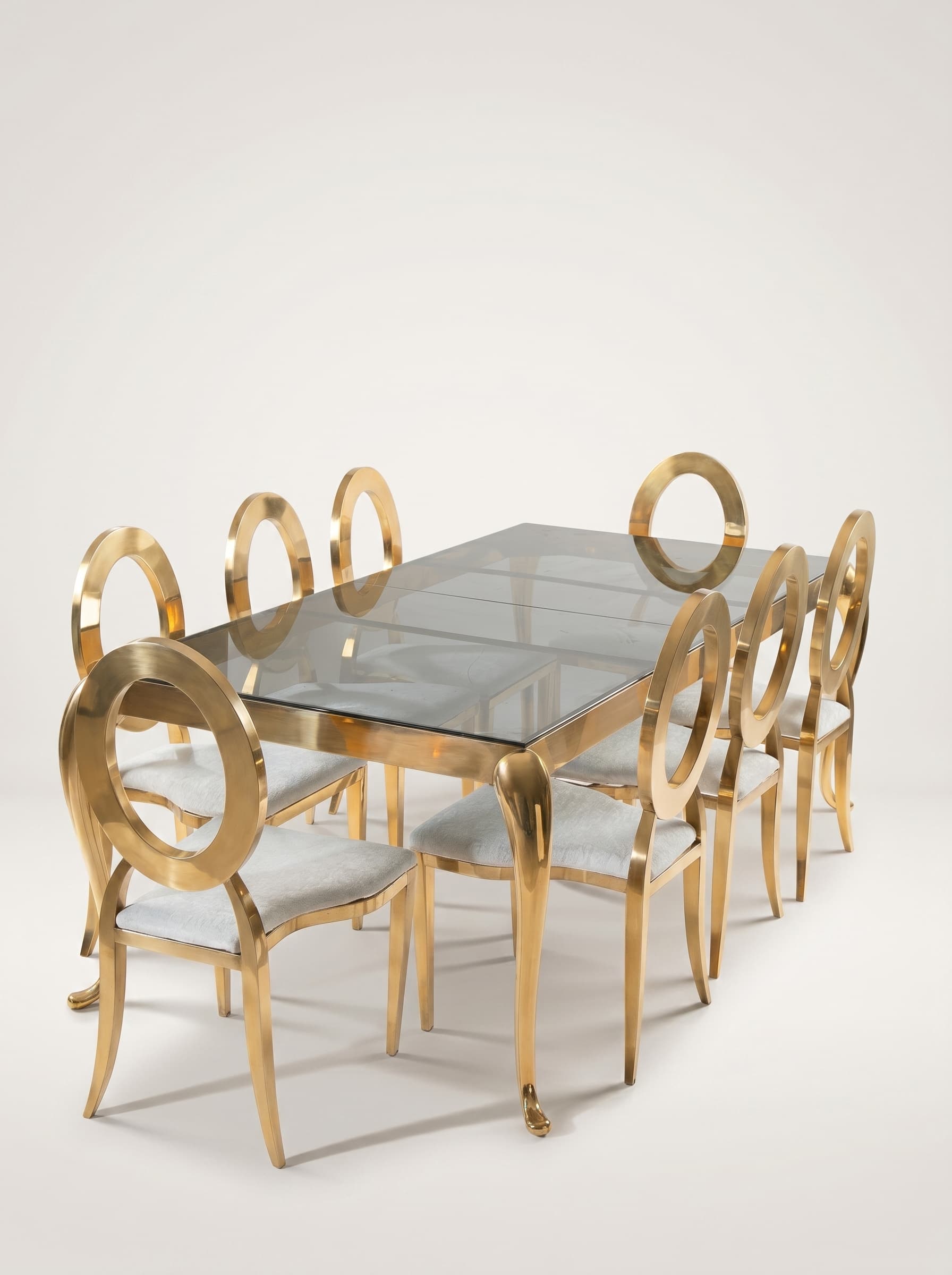 Gold Oval-Back Glass Dining Set