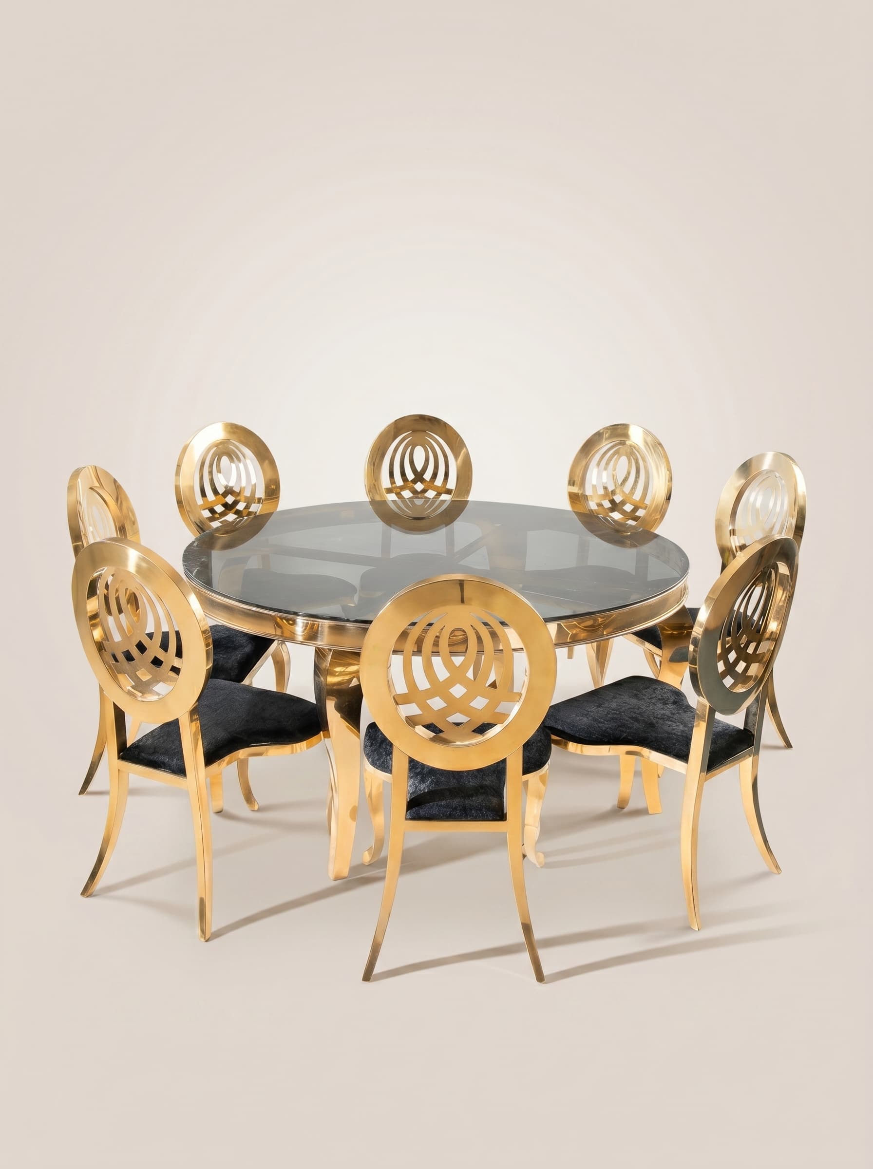 Gold Ornate Round Glass Set