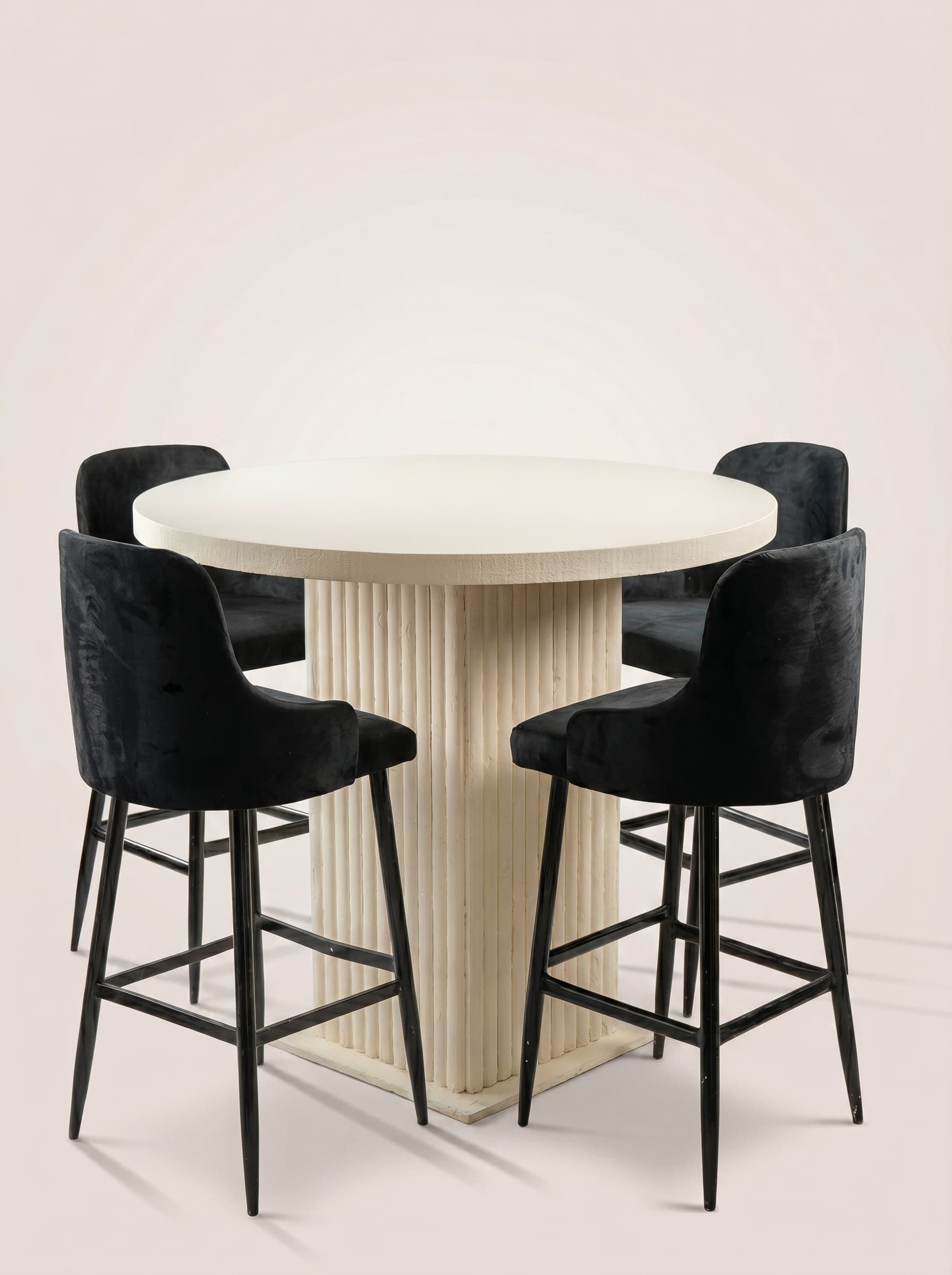 Ivory Fluted & Black Velvet Set