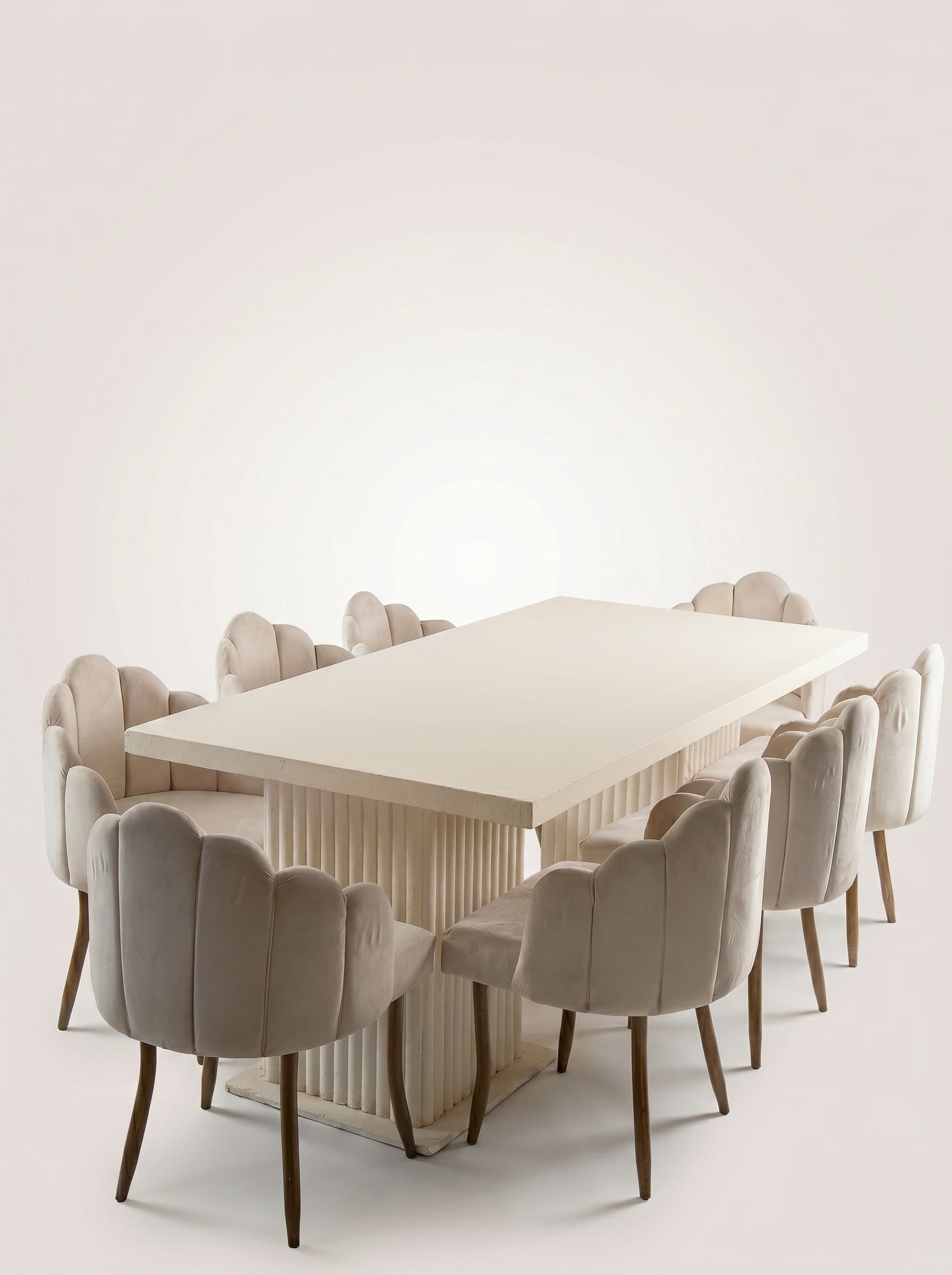 Mauve Velvet Long Dining Set