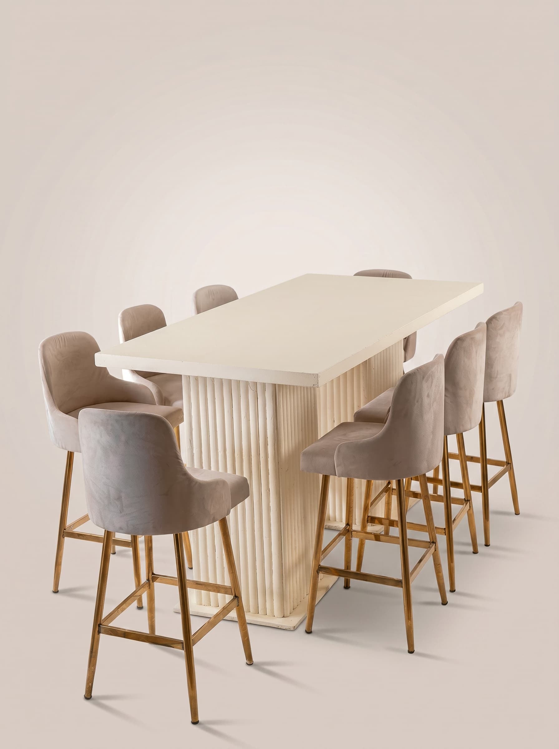 Taupe Velvet Rectangular Banquet Set