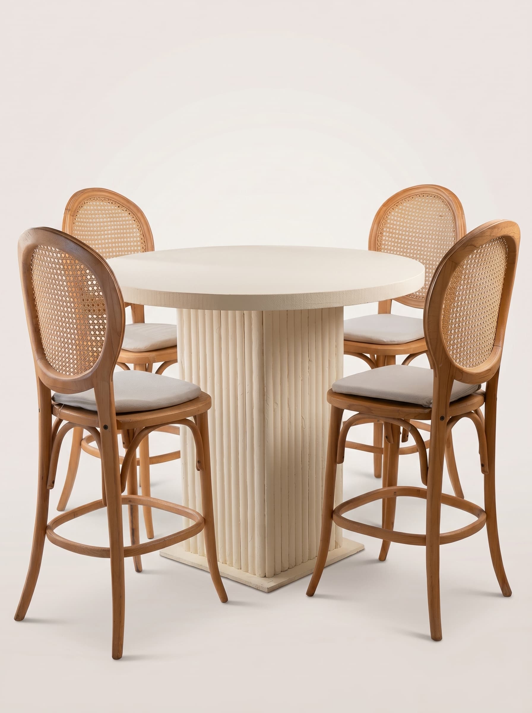 Natural Cane Pedestal Cocktail Set
