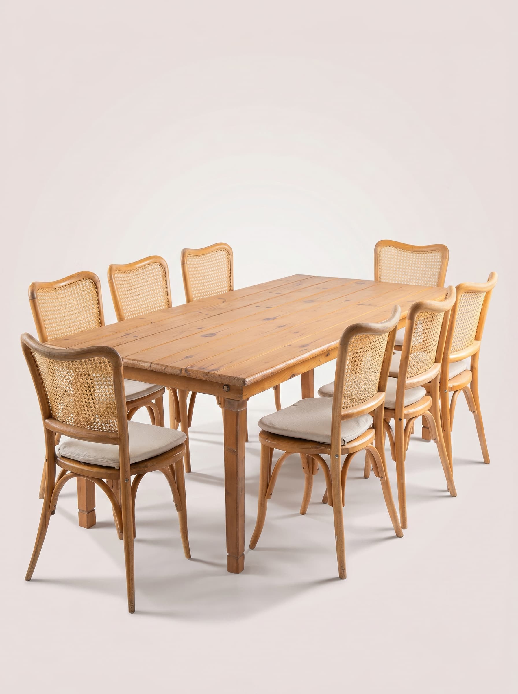 Rattan Cane Rectangular Dining Set