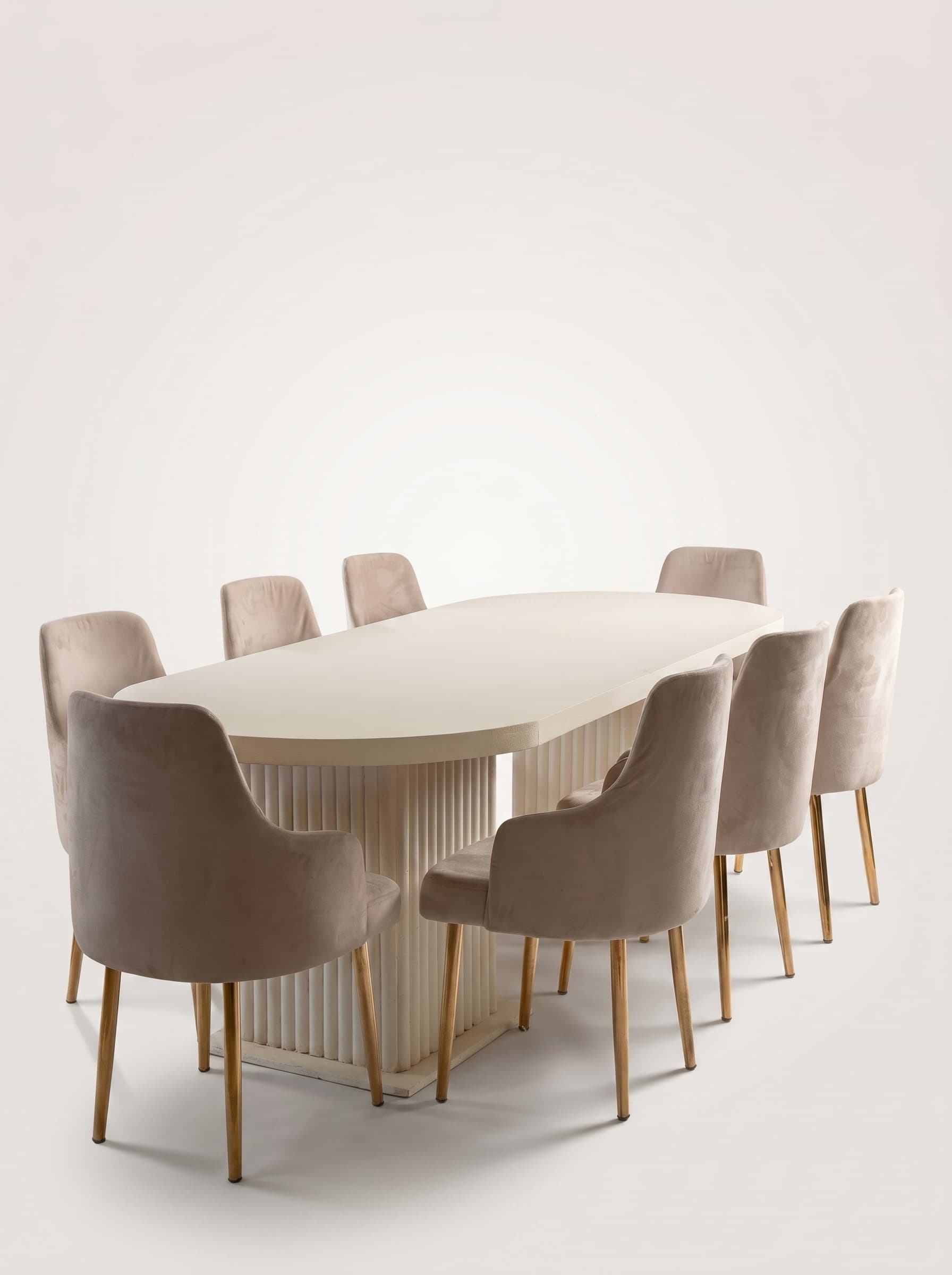 Taupe Velvet Dining Set