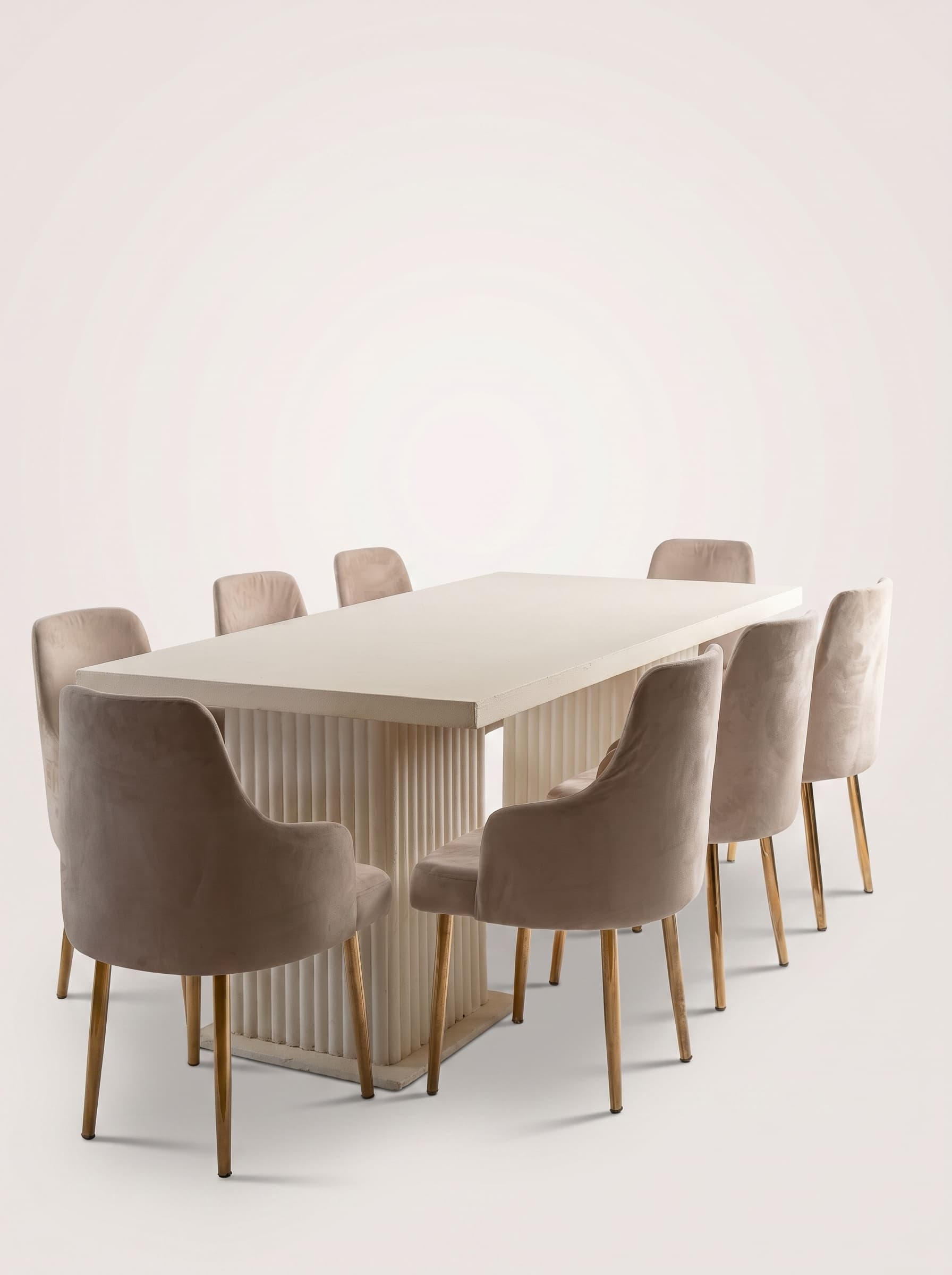 Taupe Velvet Rectangular Dining Set