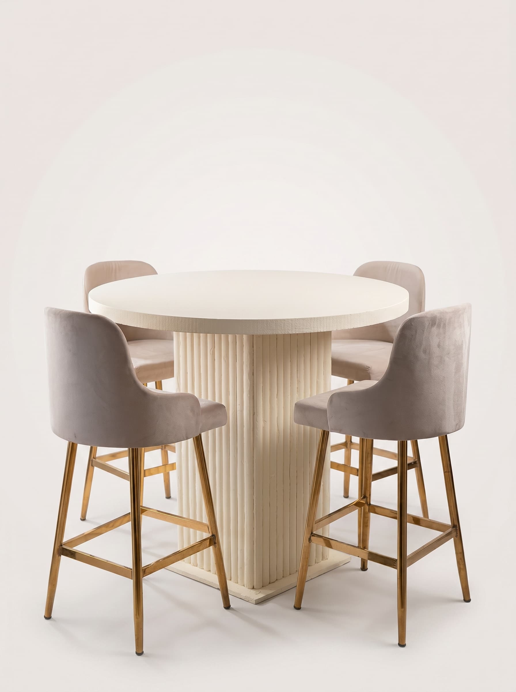 Taupe Velvet Pedestal Cocktail Set