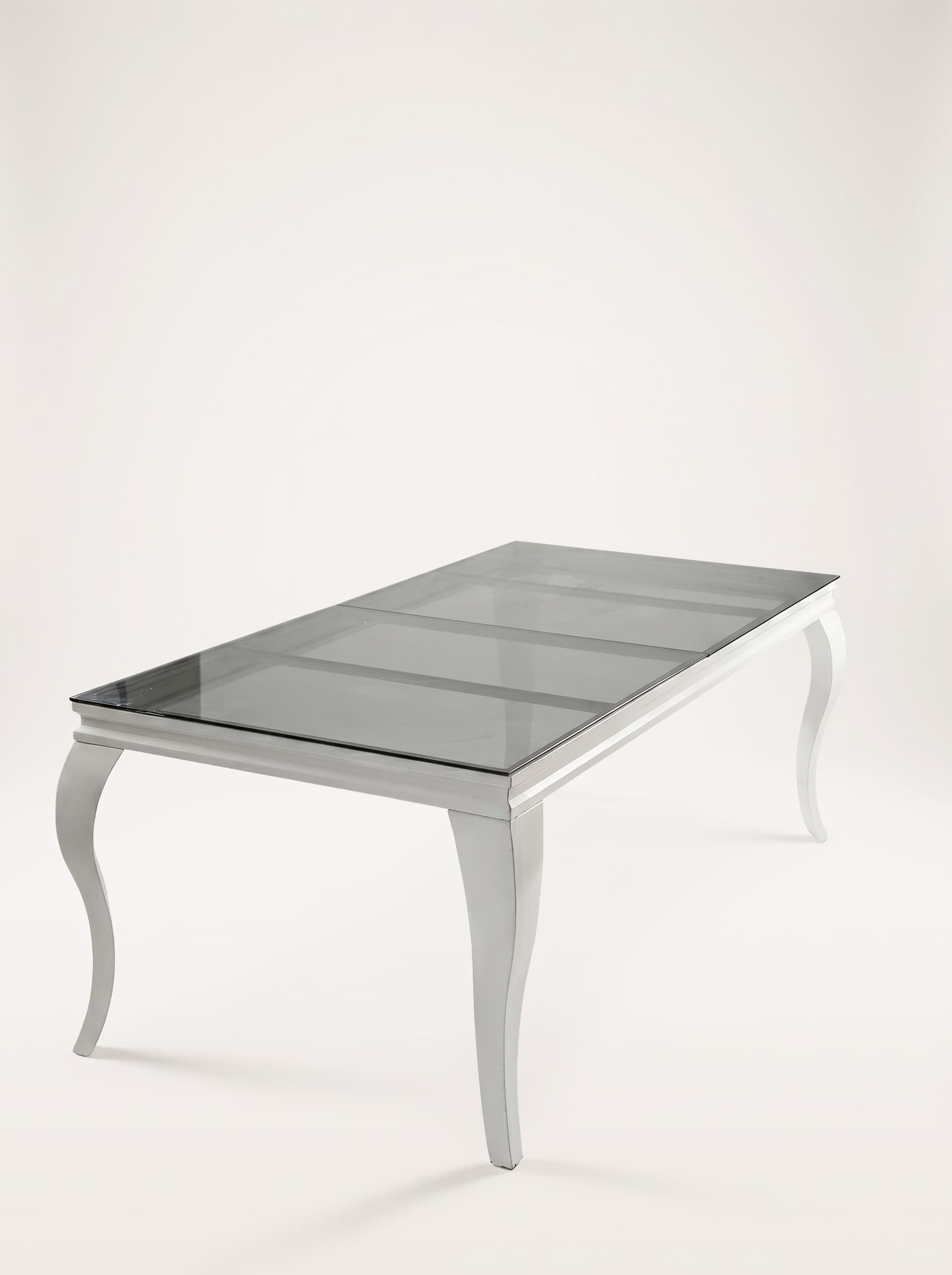 Chrome Cabriole-Leg Glass Table