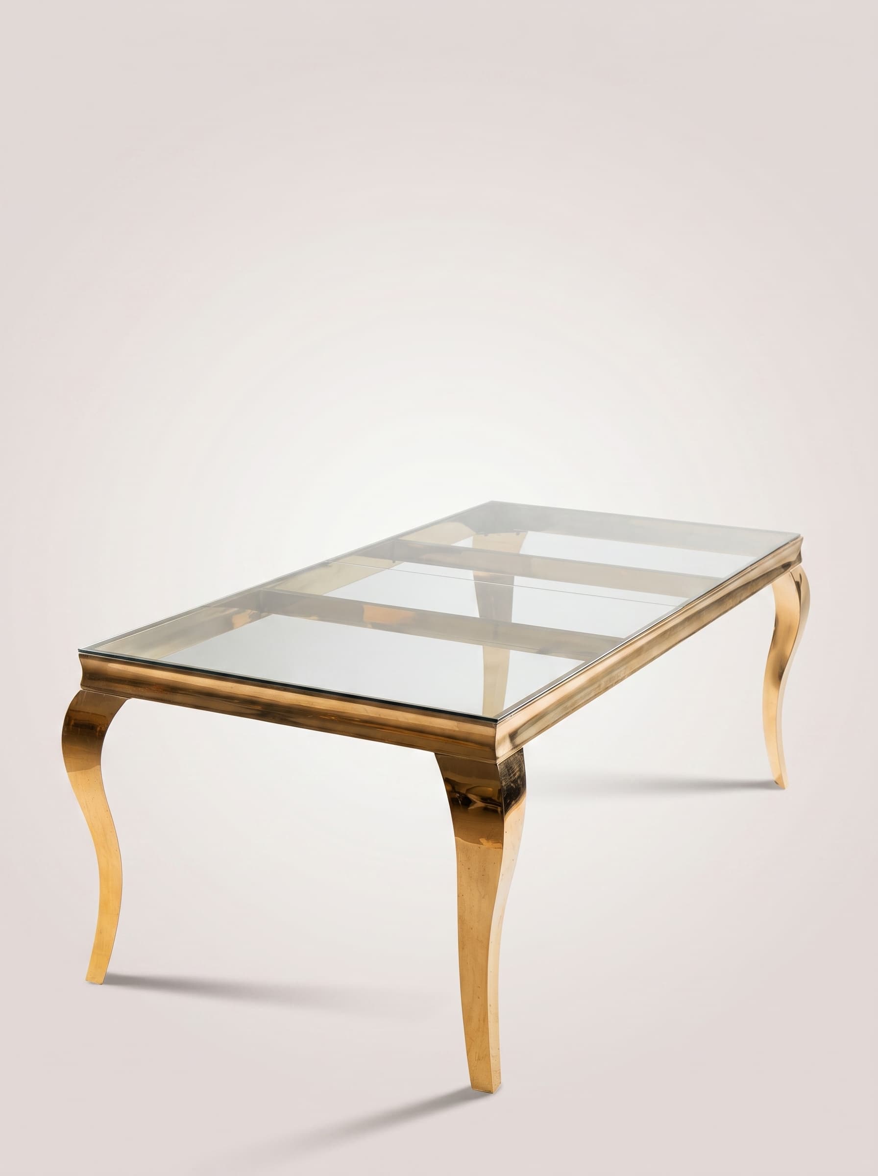 Gold Cabriole-Leg Glass Table