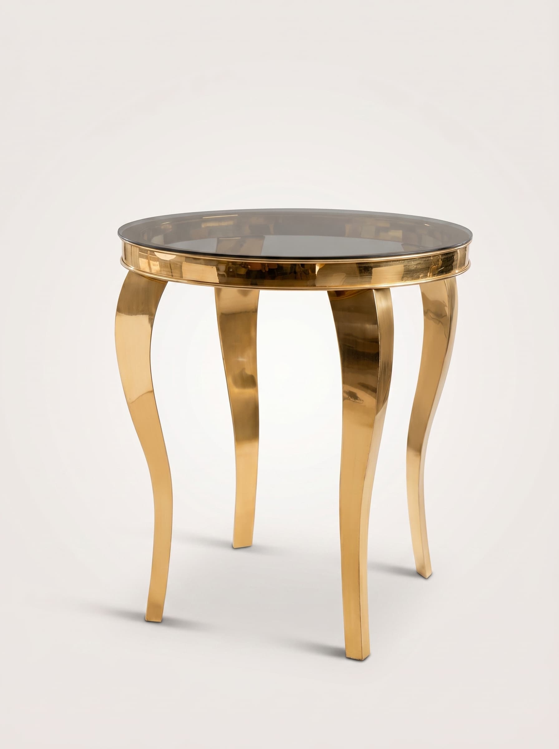 Gold Cabriole-Leg Round Side Table