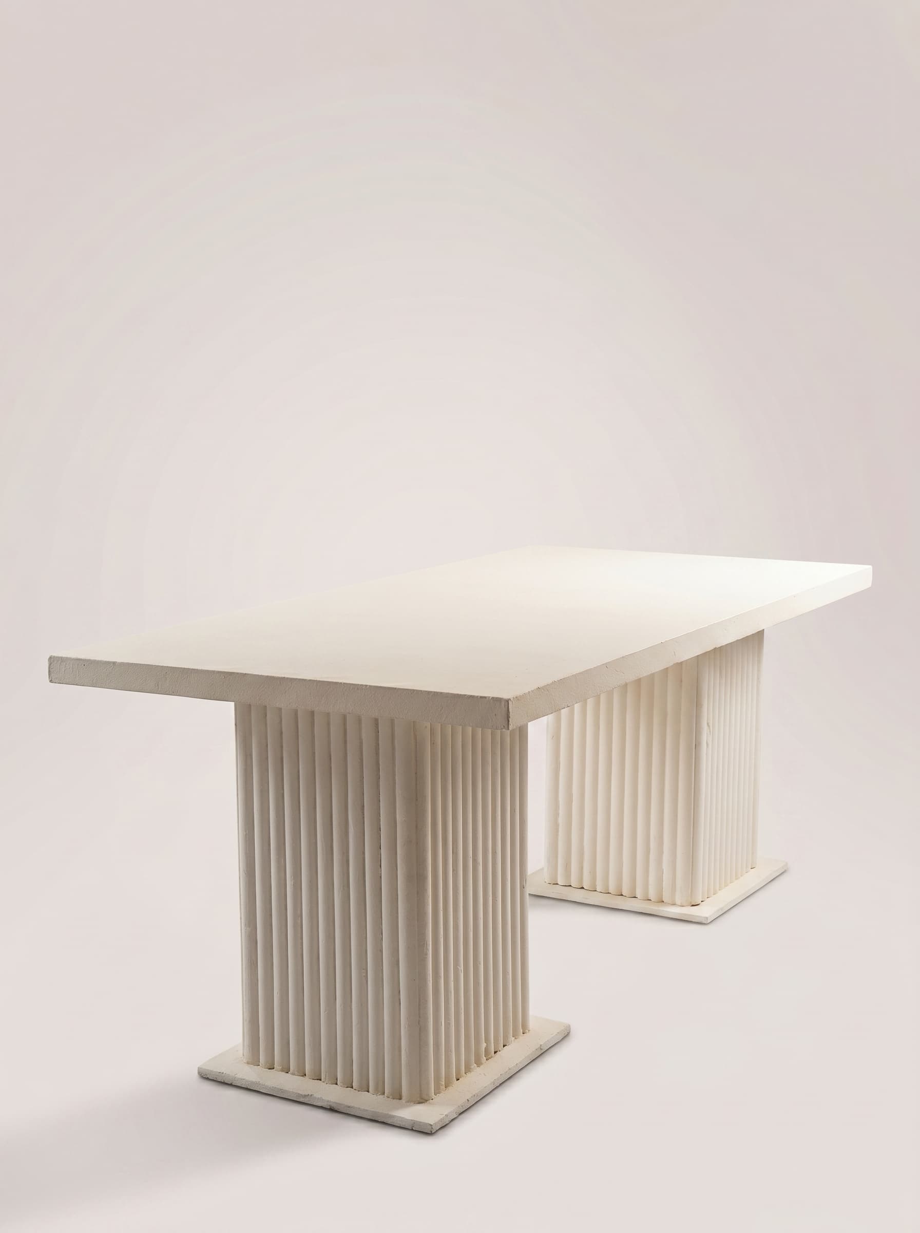 Ivory Fluted Pedestal Dining Table