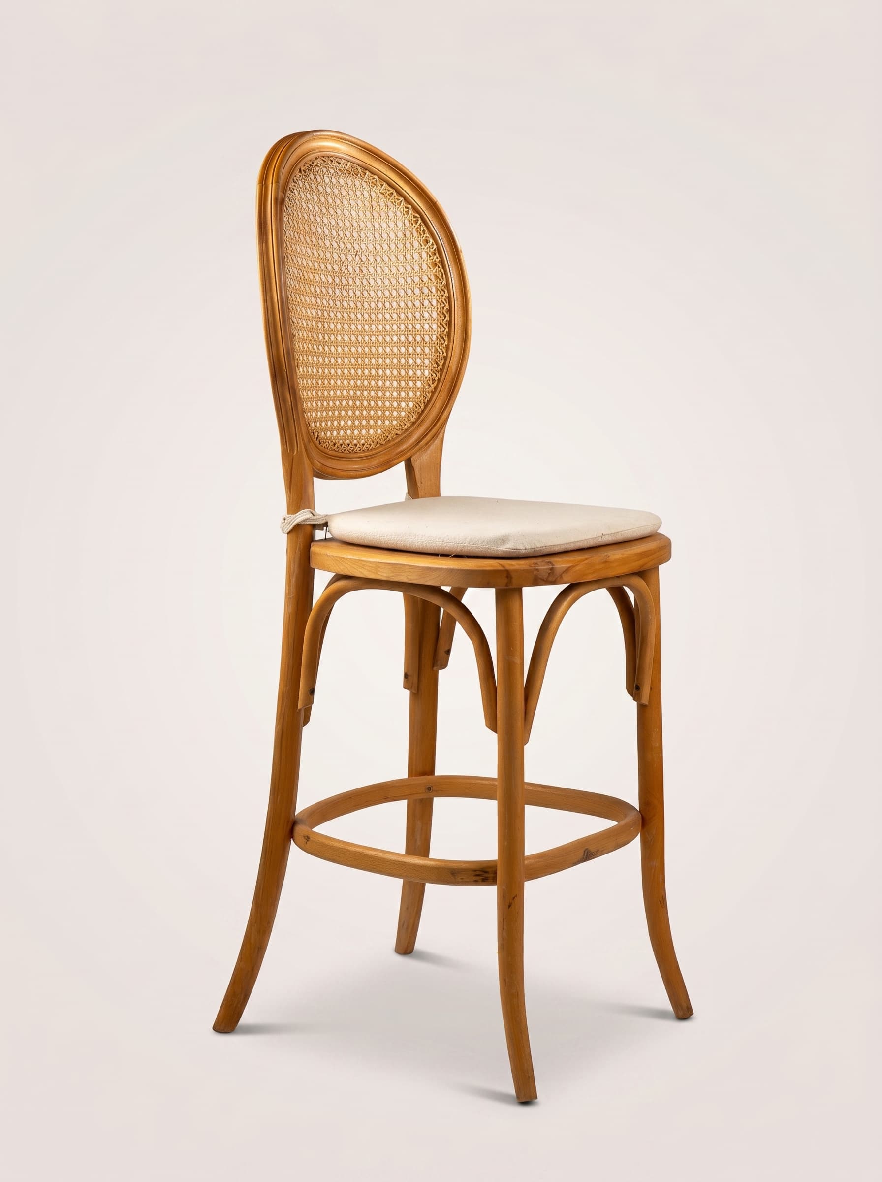 Rattan Cane Oval-Back Barstool