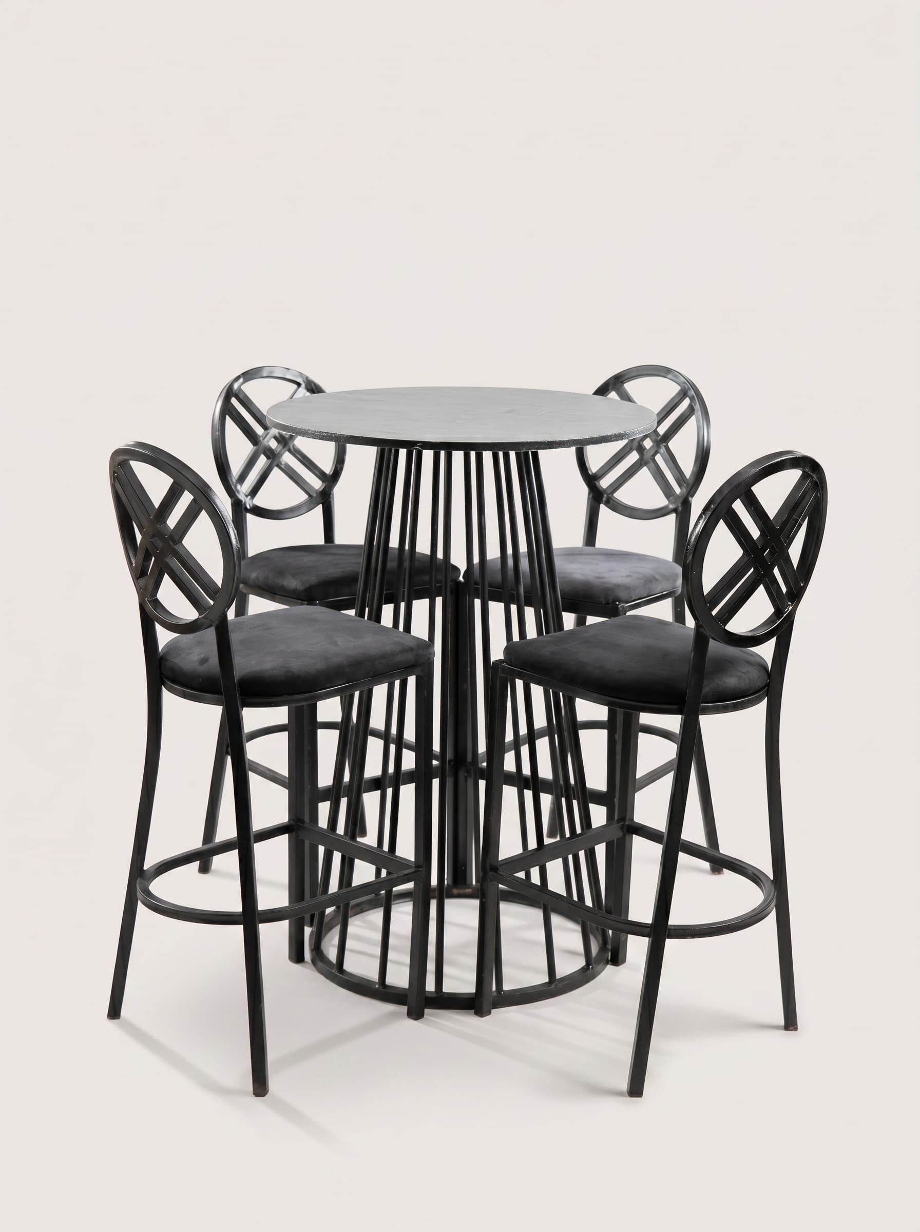 Black Thin Ring-Back Cocktail Set