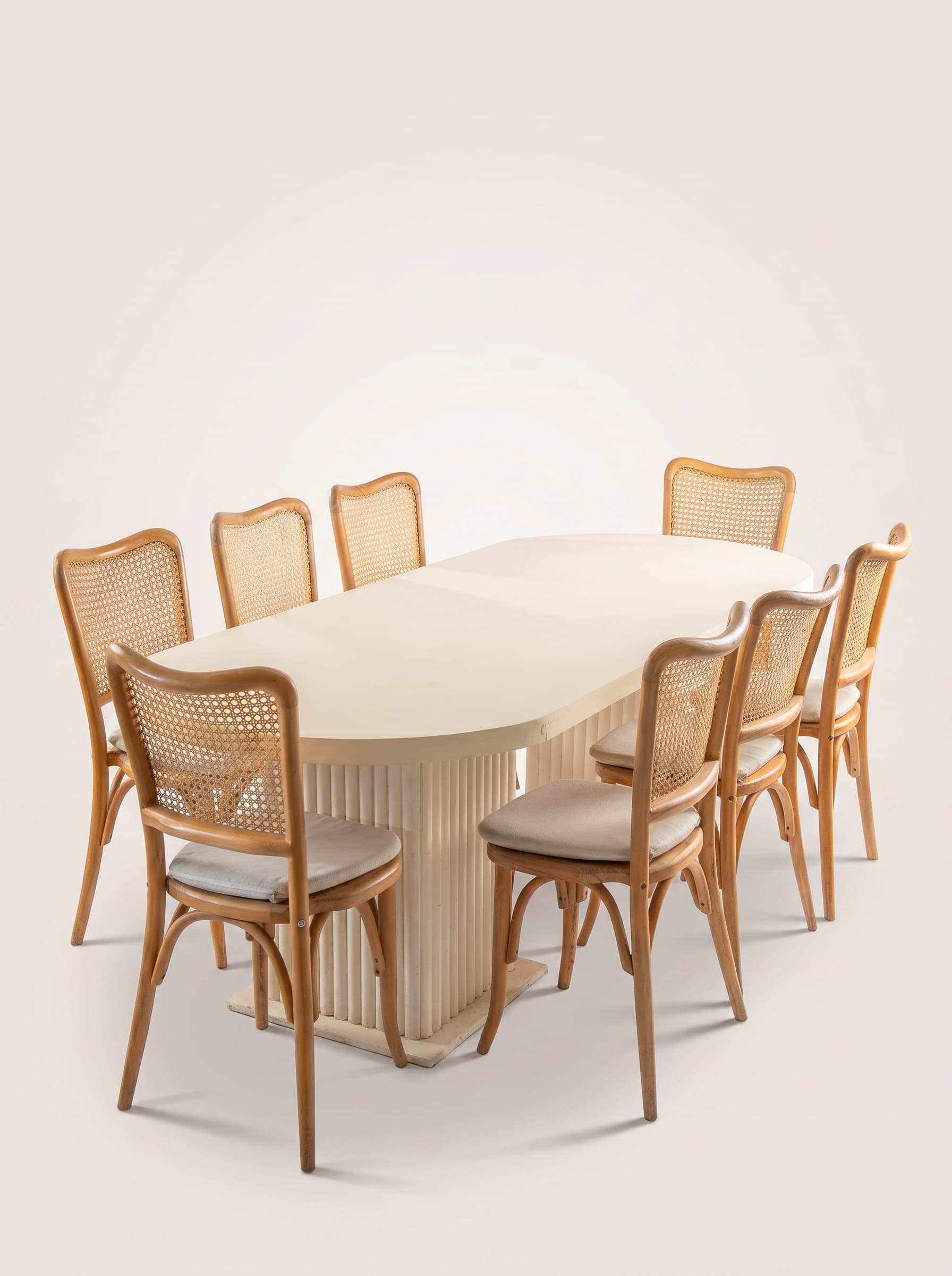 Light Natural Cane Dining Set