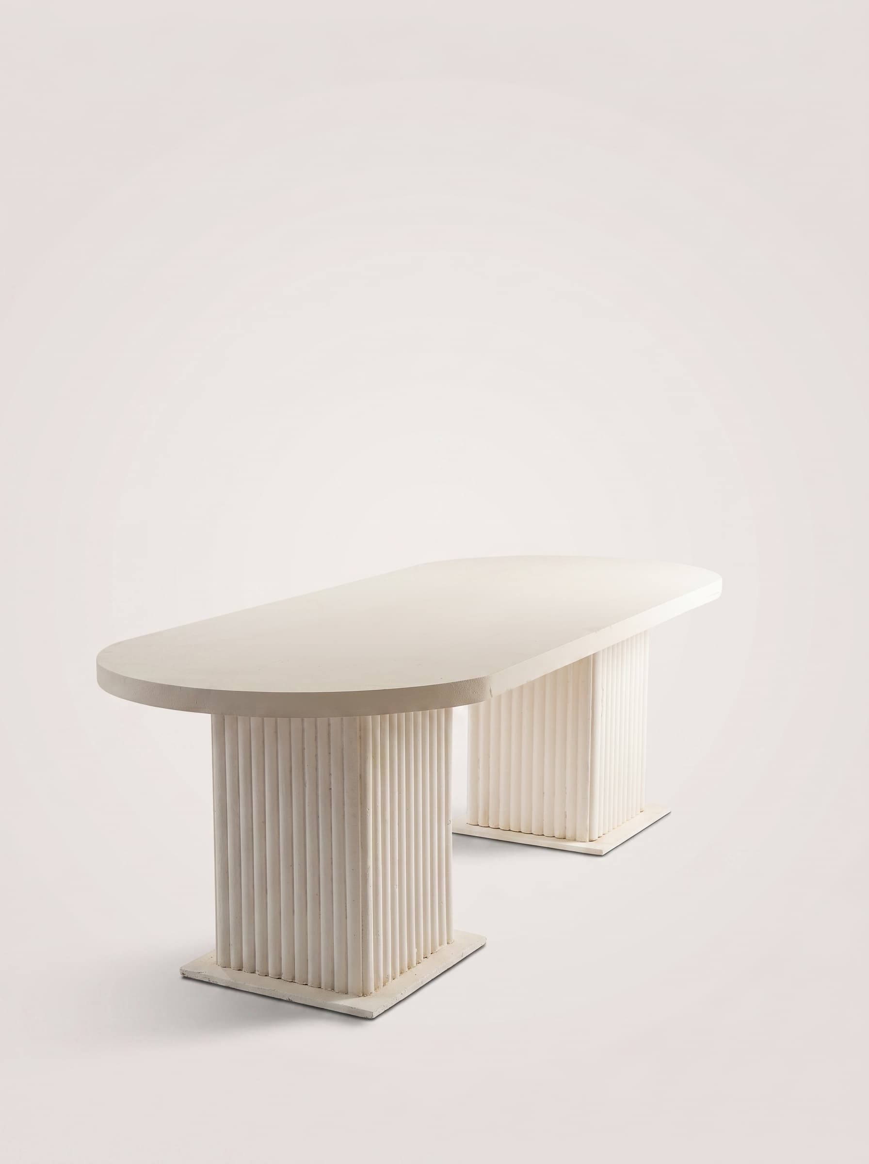 Ivory Fluted Oval Bench Table
